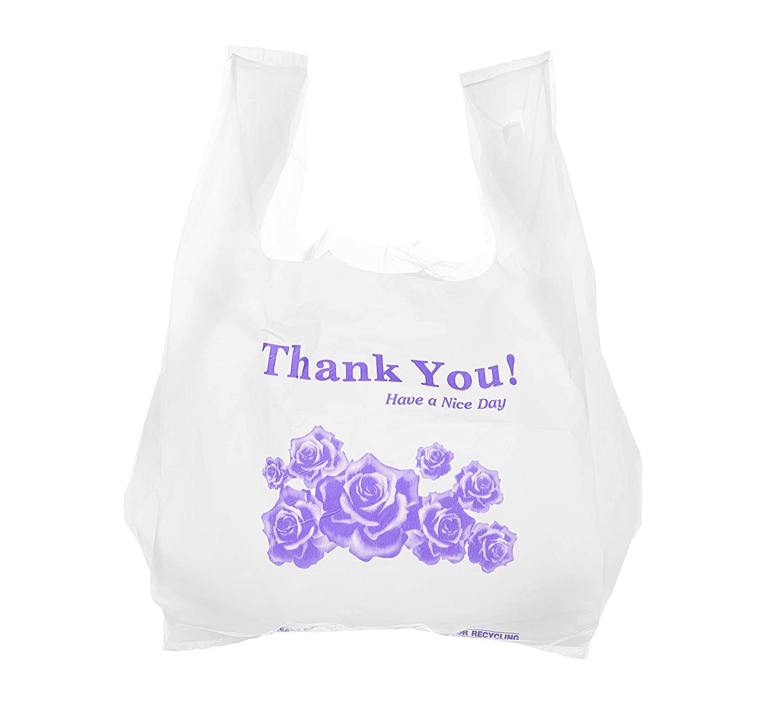 EcoQuality - Wholesale Grocery/shopping bag - Medium 1/ 8 Plastic White Thank You T-Shirt Bags, 17" x 6"
