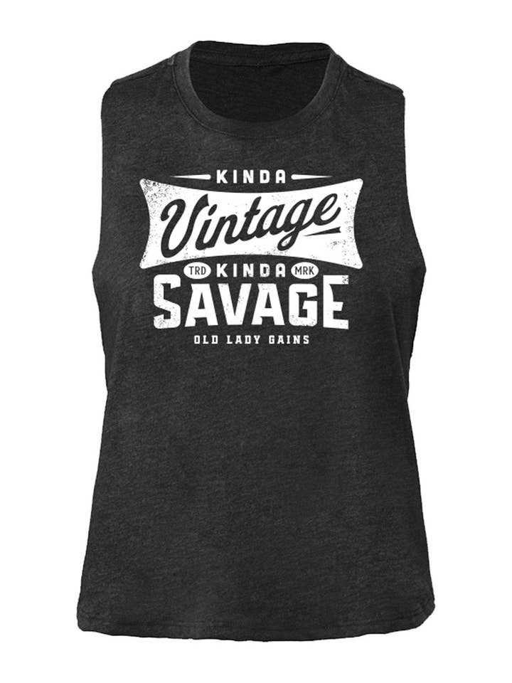 Canotta corta retrò Kinda Vintage Kinda Savage per la vendita all'ingrosso da parte di Old Lady Gains