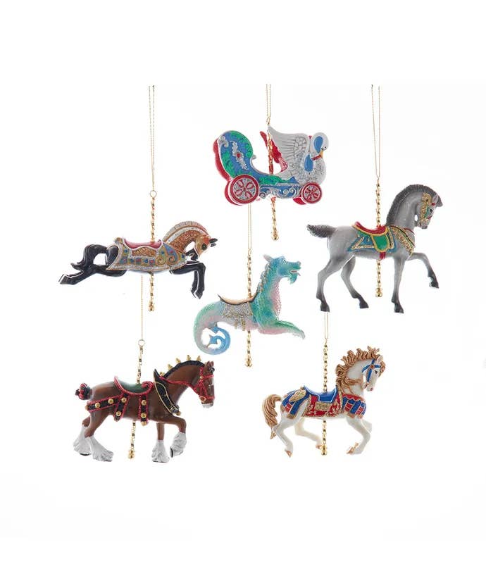 Kurt S. Adler, Inc. - Vente Objets de décoration - Assortiment de 6 ornements de carrousel en résine de 4"