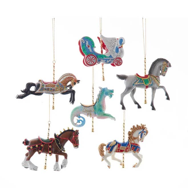 Kurt S. Adler, Inc. - Vente Objets de décoration - Assortiment de 6 ornements de carrousel en résine de 4"0