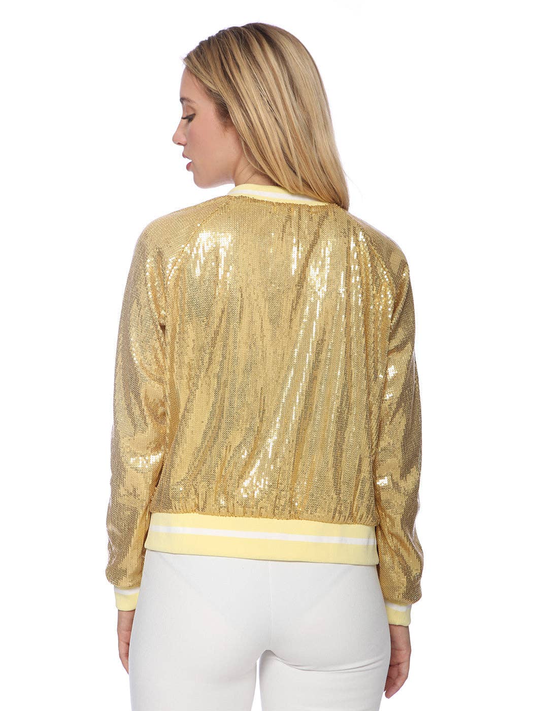 Anna Kaci Wholesale - Wholesale Varsity/Baseball Jacket - Women's - Striped Metallic Sequin Varsity Jacket13