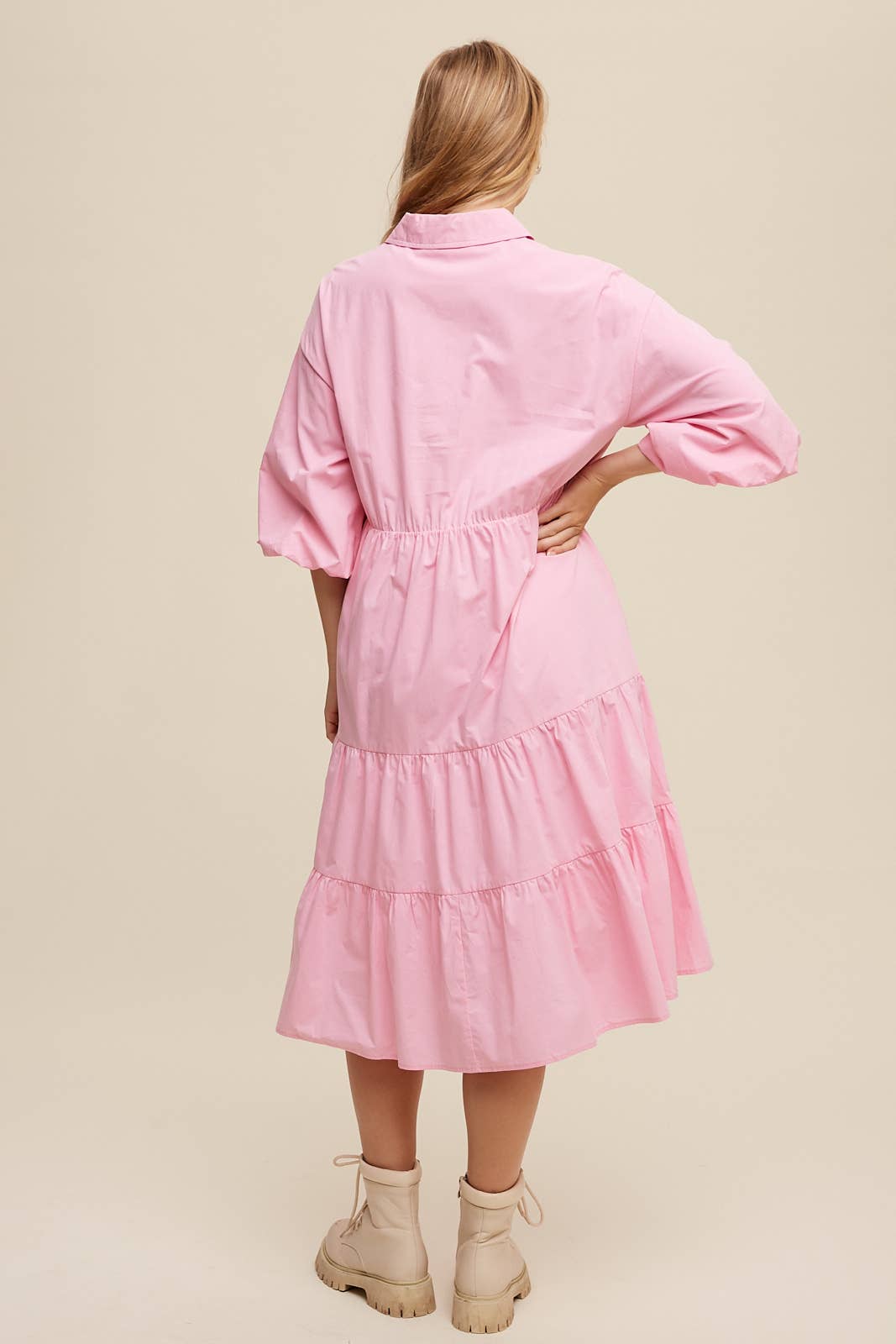 Listicle - Wholesale Dress - Women's - Tiered Poplin Shirt Dress49