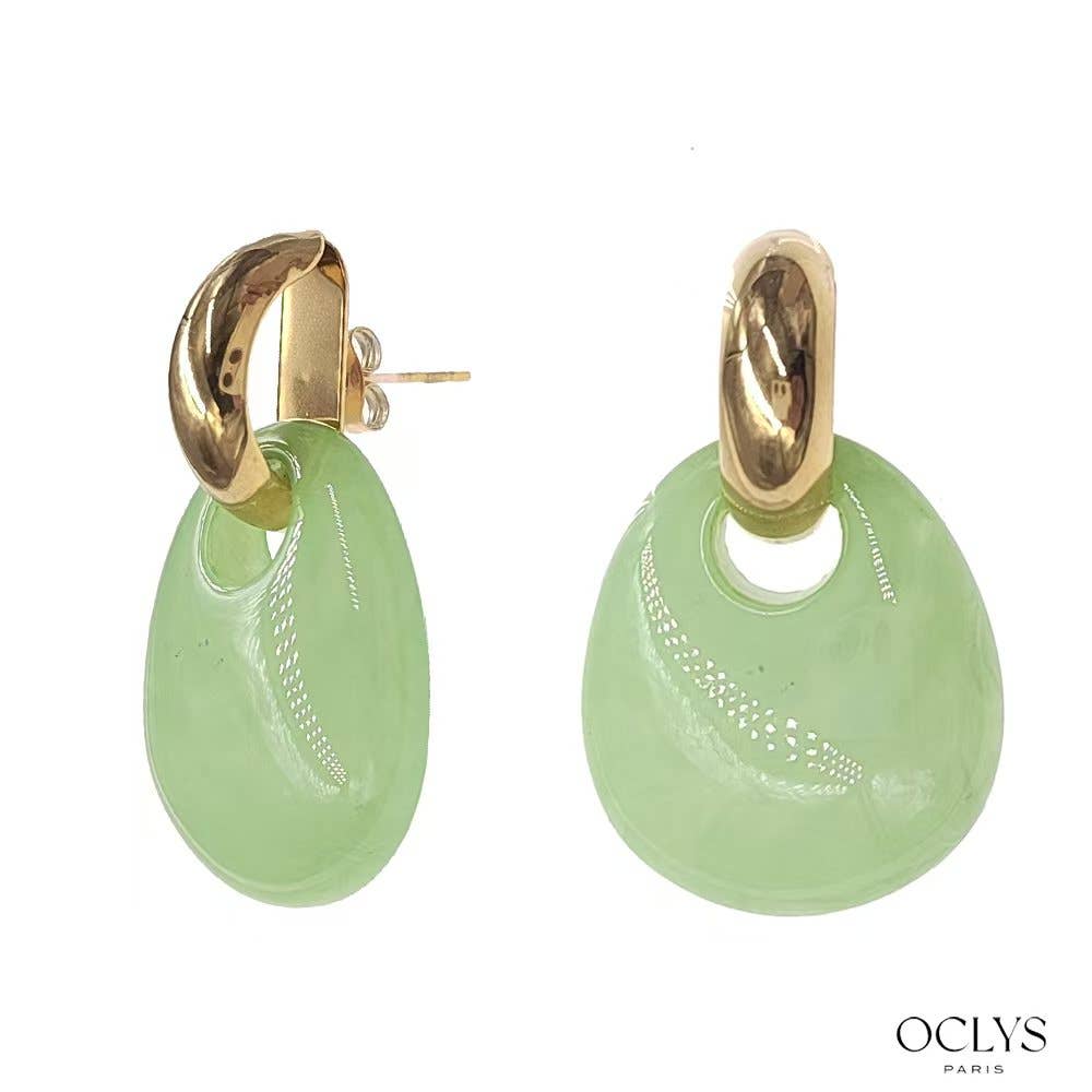 Oclys – wholesale Dangle earrings – Alize resin stainless steel oval earrings1