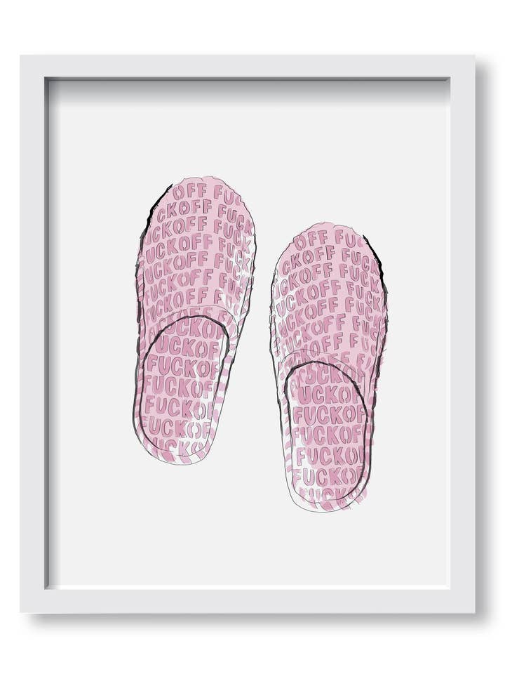 Fuck Off Slippers Art Print voor wholesale door Alison Gordon Studio