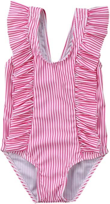 Fennco Styles - Wholesale One Piece Swimsuit - Baby - Ruffle Striped One-Piece Baby Swimsuit0