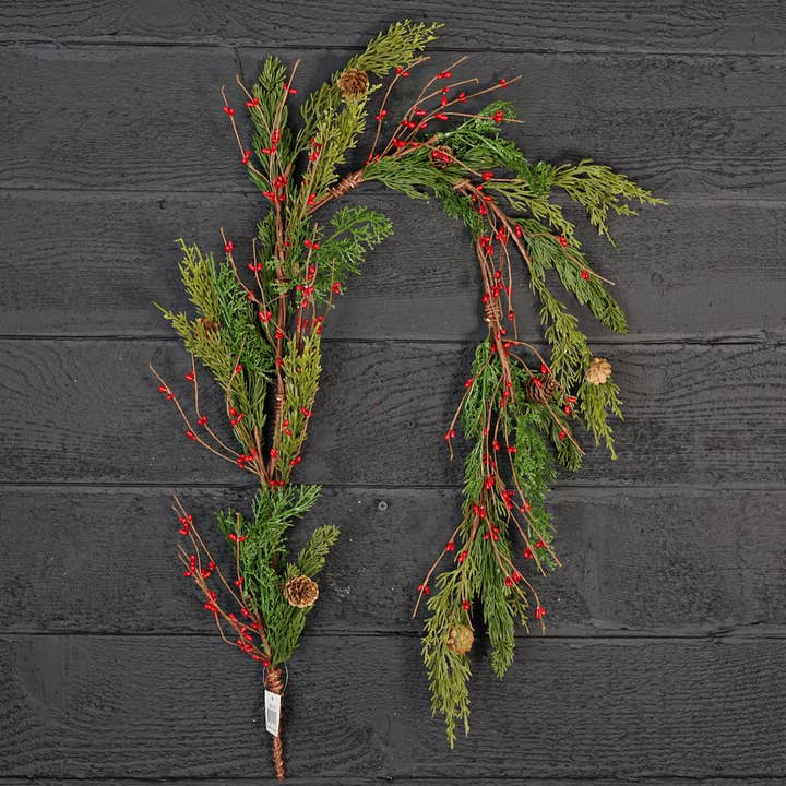 Impressive Enterprises, Inc. - Wholesale Bunting/Garland - ISB71701- 4ft Evergreen Pine with Red Pips Garland-
