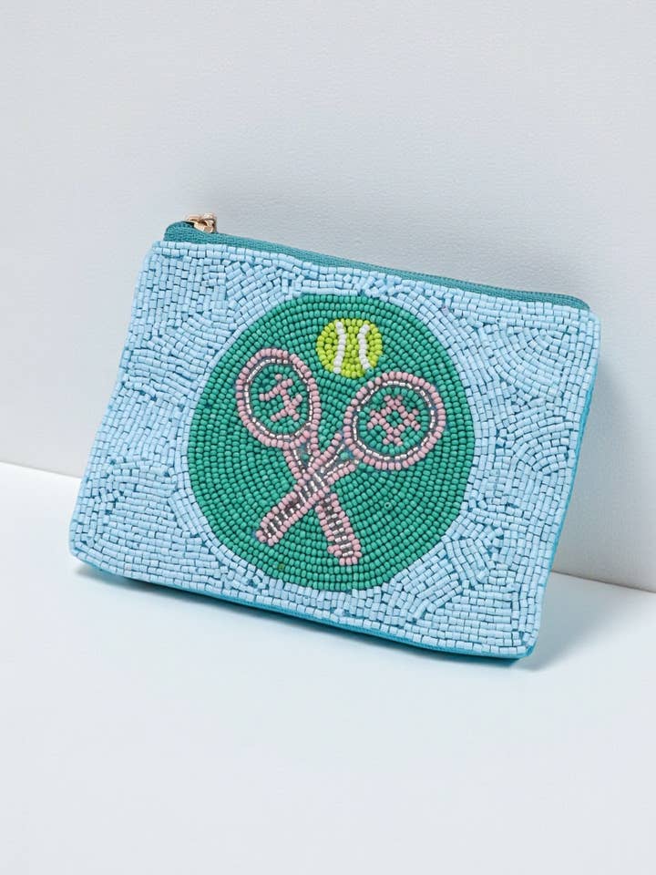 Sequin Tennis Coin Pouch for wholesale by Mint & Shine