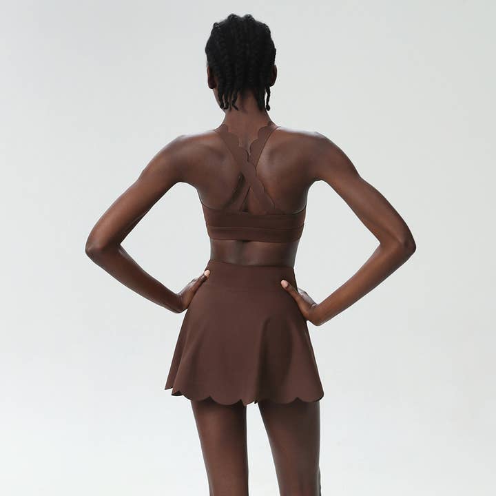 Sodalemon - Wholesale Activewear Set - Women's - Women Seamless Quick-Dry Set Strappy Bra & A-Line Skirt3