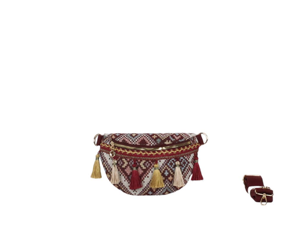 MIA LAROUGE - Wholesale Top Handle Bag - Women's - WAIST BAG WITH FRINGED FRONT DETAILS4