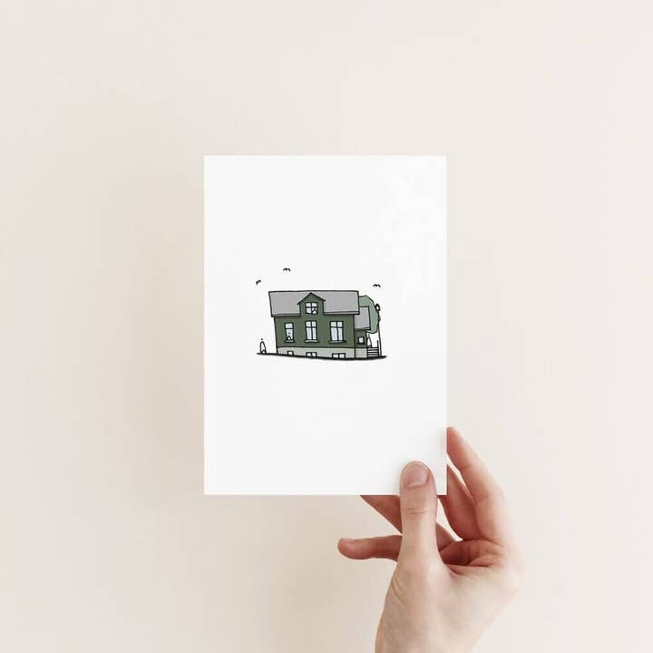 Sonia Nicolson - Wholesale Everyday Greeting Card - Green House, Reykjavik, Iceland