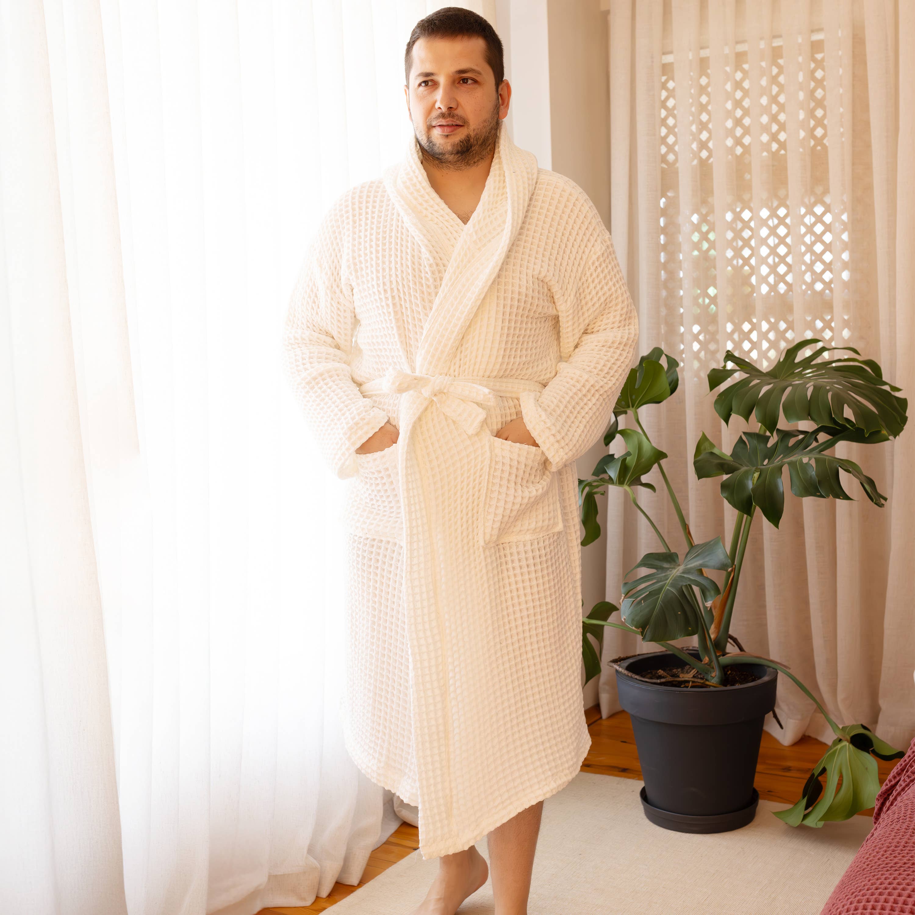 Vivamaison – Engroshandel Morgenkåbe - Unisex – Premium Vaflet Bomuld Badekåbe, Unisex Spa Komfort9