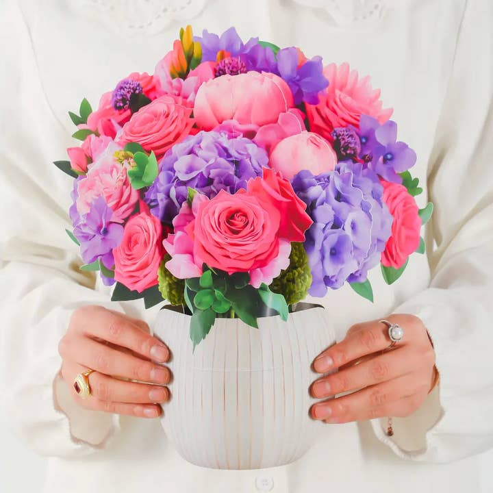 PetalPal - Wholesale Everyday Greeting Card - Fuchsia Fantasy Pop-Up Bouquet