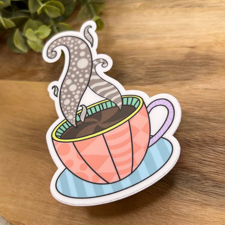 Coffee Cup Waterproof Sticker for wholesale by Crafted by Chris Co.