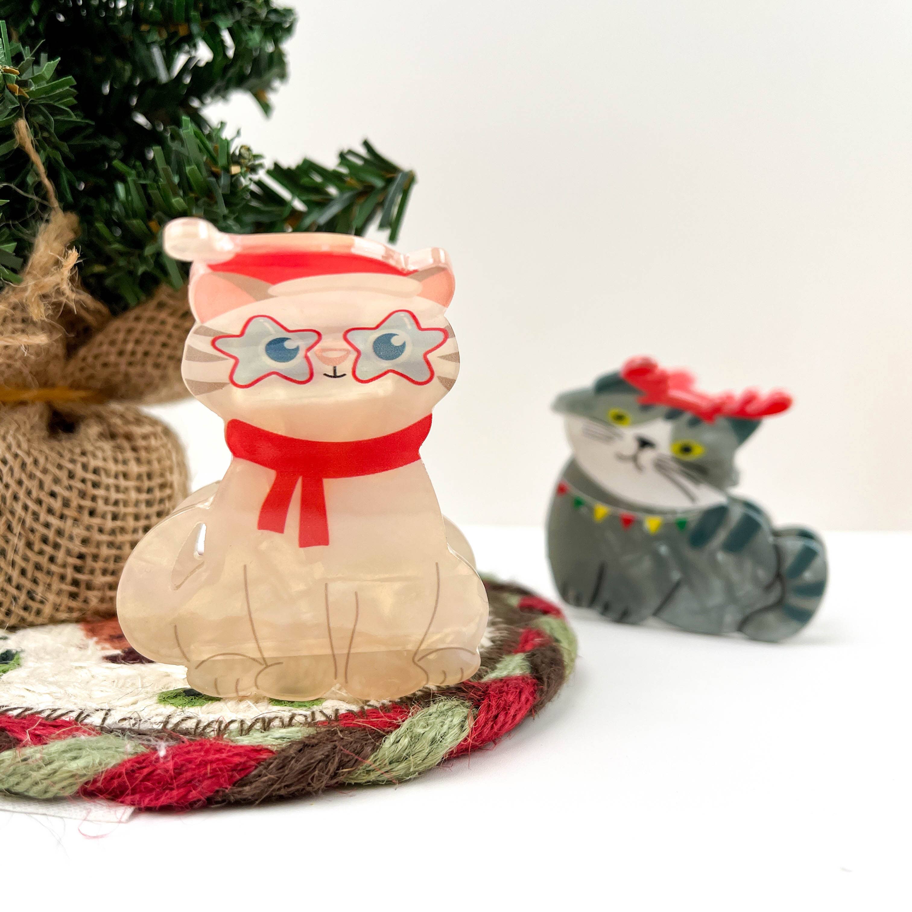 mildstyles - Wholesale Hair Clip - Women's - Winter Scarf Animal Acrylic Printed Christmas Hair Claw Clip7