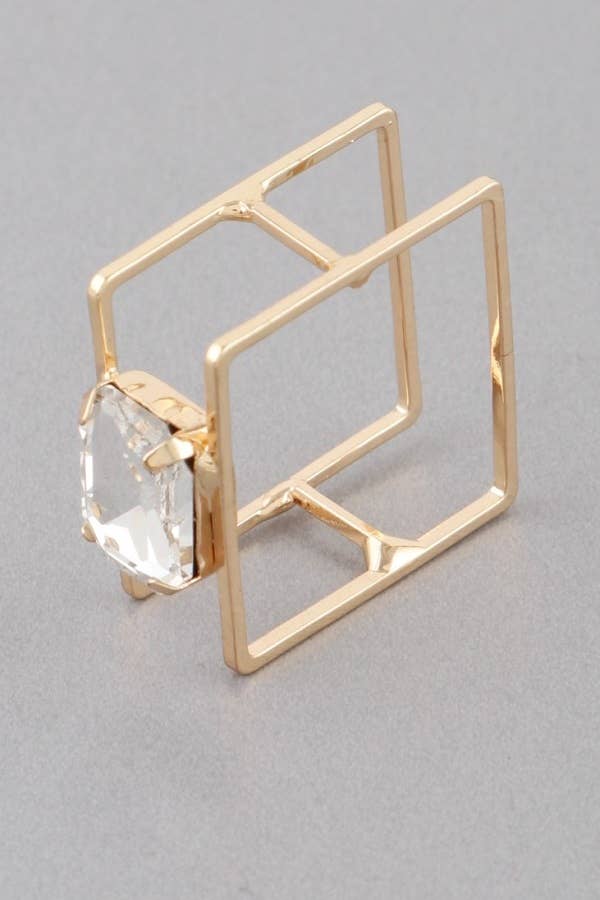 Gold Geometric Square Crystal Ring for wholesale on Faire1