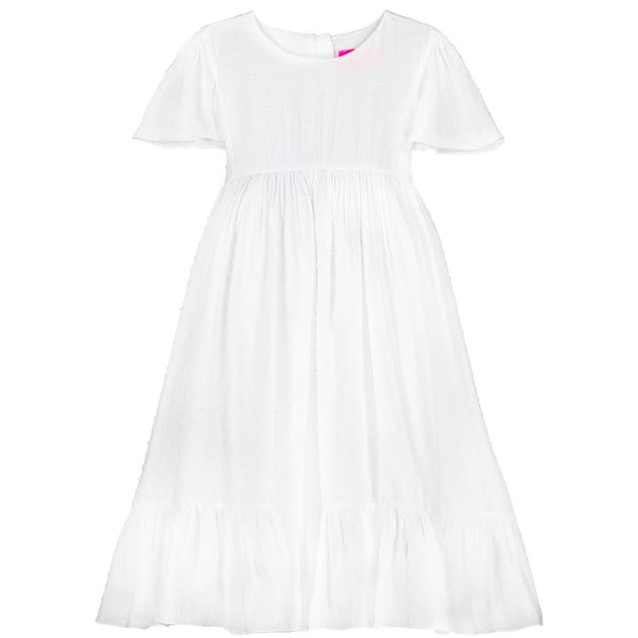 Robe de soirée Dobby en coton blanc Poppy pour filles pour la vente par Holly Hastie London