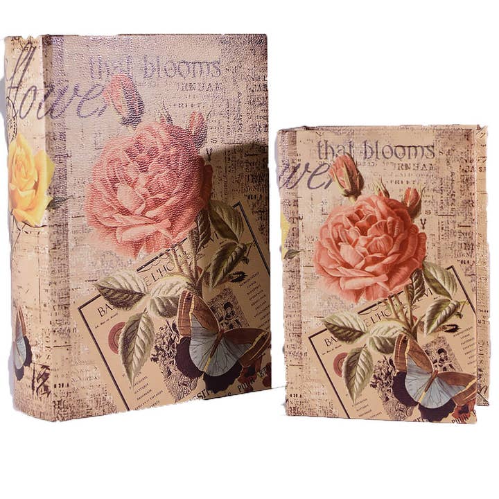Boîte à livres en bois Faux Lot de 2 fleurs pour la vente par giftland