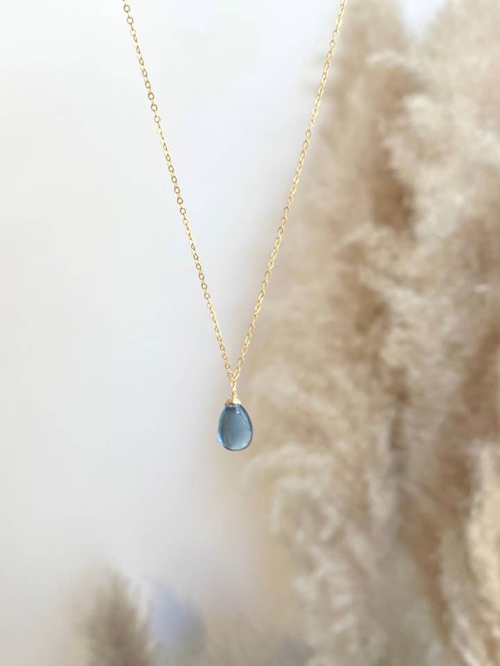 Siberische blauwe kwarts druppel ketting voor wholesale door ERIJEWELRY