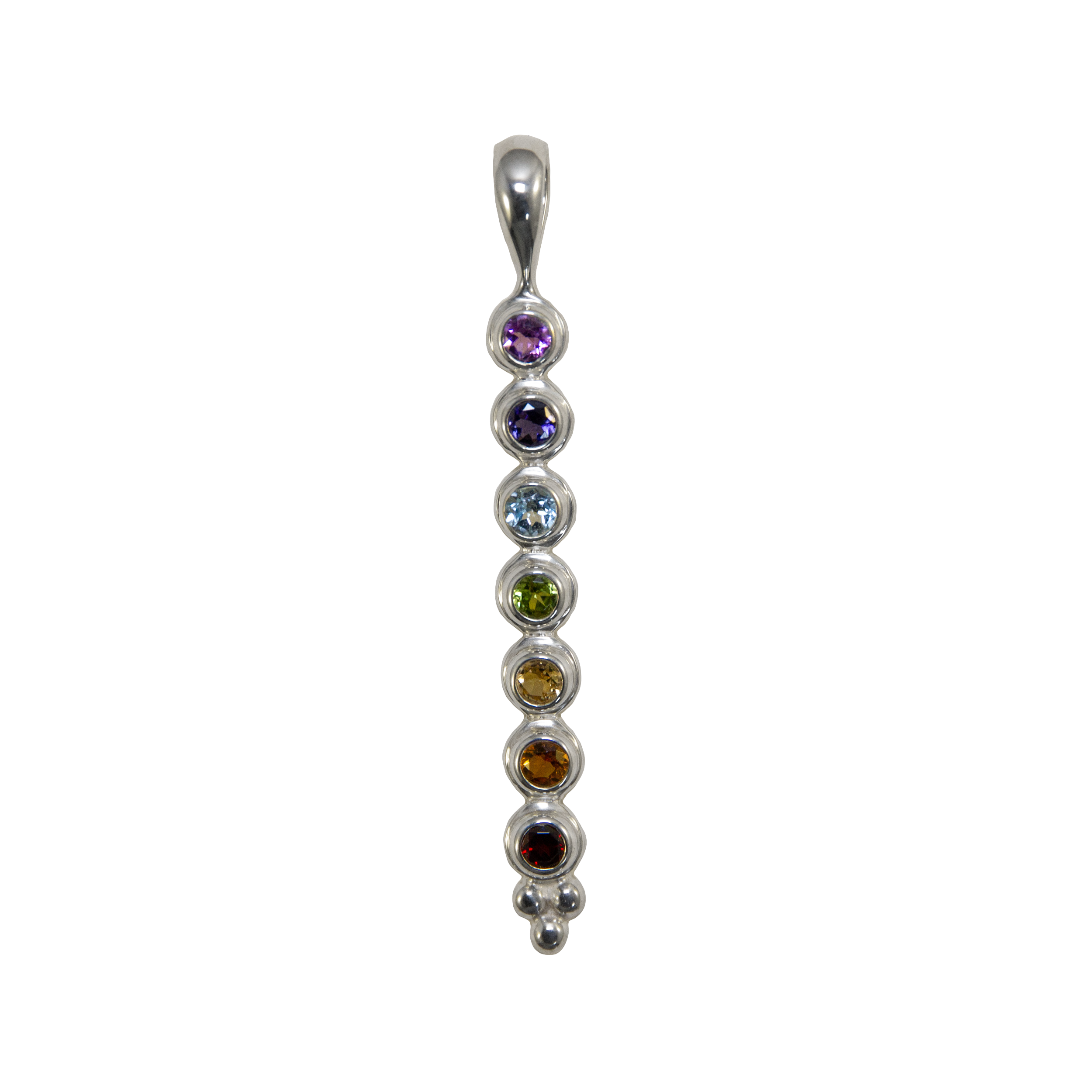 Ajmer by Jodi - Wholesale Individual Charm/Pendant - Large Chakra Pendant in sterling silver ~ 7 faceted 4mm gems10