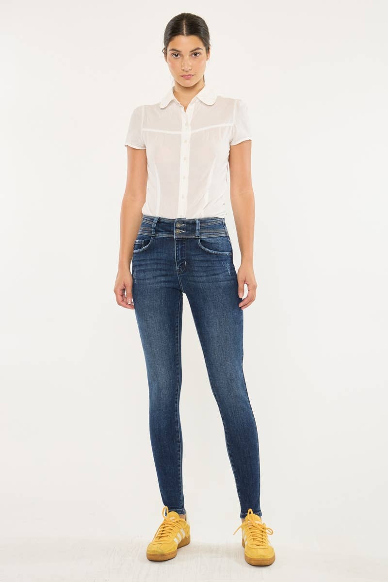 SCURO JEANS SKINNY A DOPPIO BOTTONE CON PATTA APERTA-KC9254D in vendita all'ingrosso su Faire1