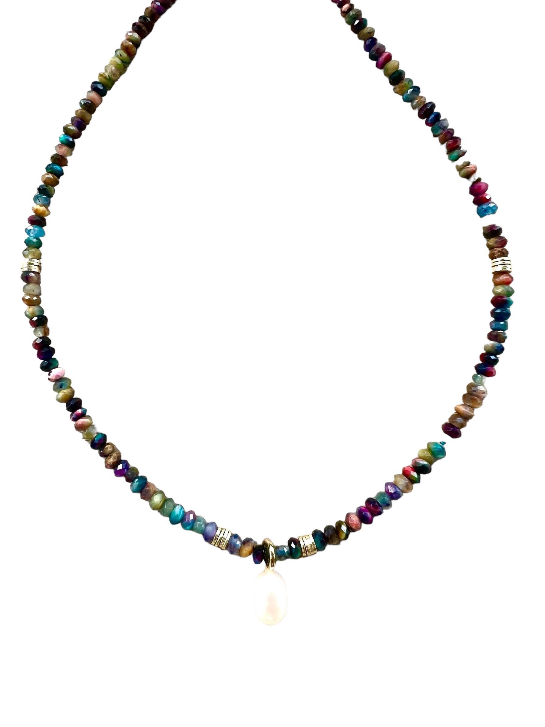 Sonya Renee Jewelry - Vente Collier de perles - Collier Minnie - Perles de Dolomite avec Inflexions Dorées5