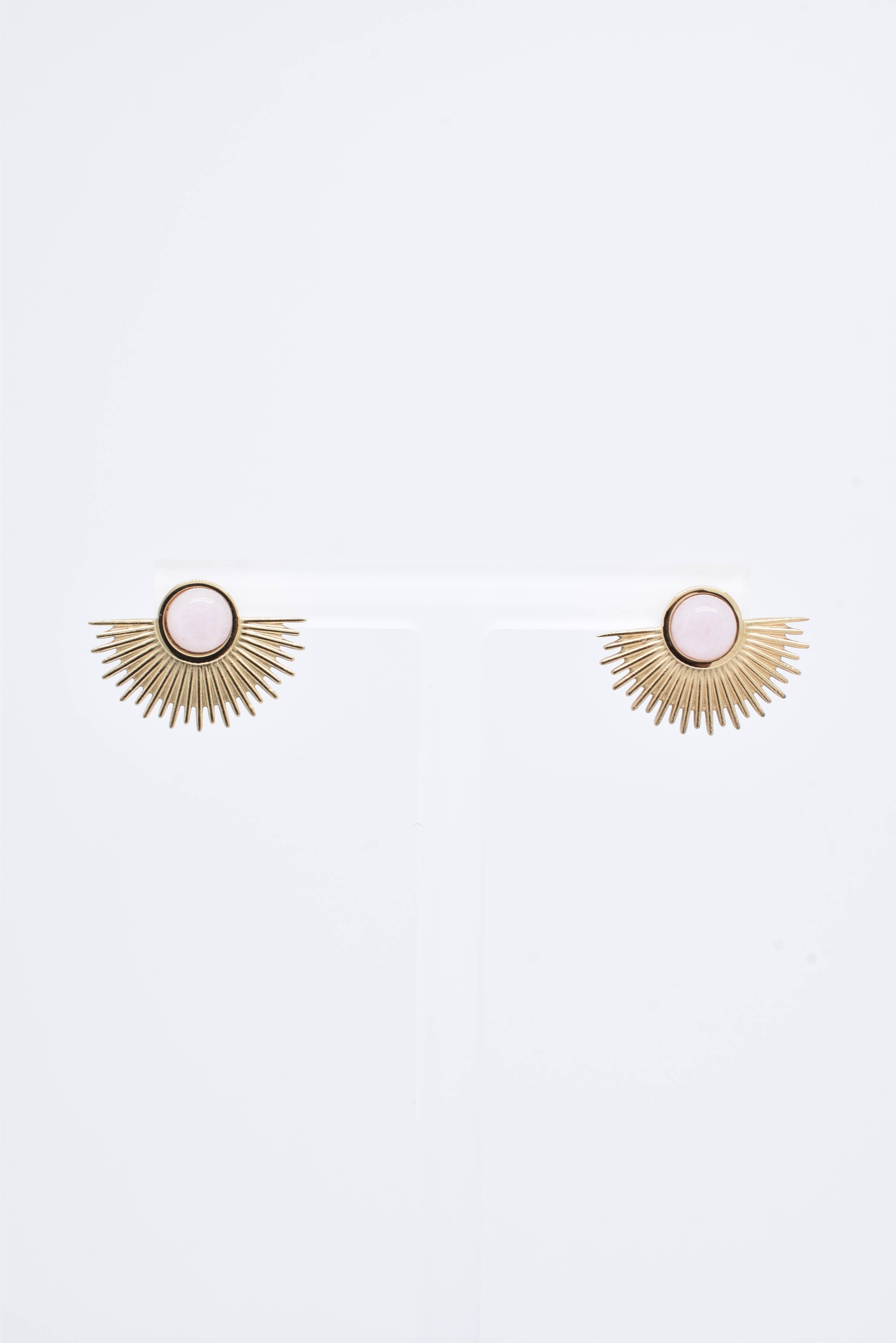 Kapyco – Großhandel Ohrstecker – Kapyco Ohrringe aus Edelstahl mit Goldton, natürlichem Stein oder Perlmutt, Durchmesser 22 x 15 mm0