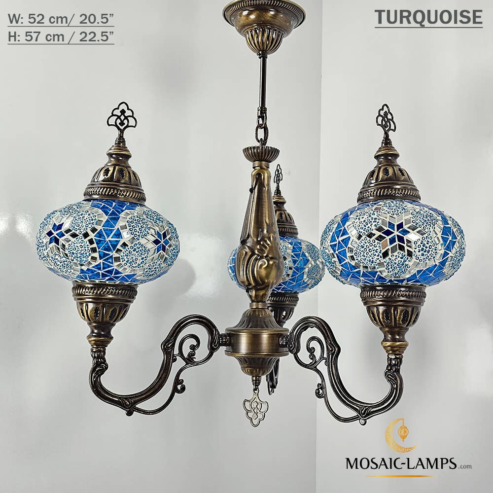 Mosaic Lamps – Candeeiro/lâmpada suspensa por atacado – Mosaico 3 Globo Feito à Mão Turco Marroquino Árabe Oriental Boh19