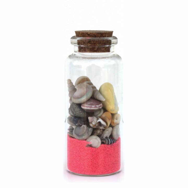 California Seashell Company - Wholesale Decorative Tabletop Object - Beach Bottles - Sand & Seashells (Color Options)