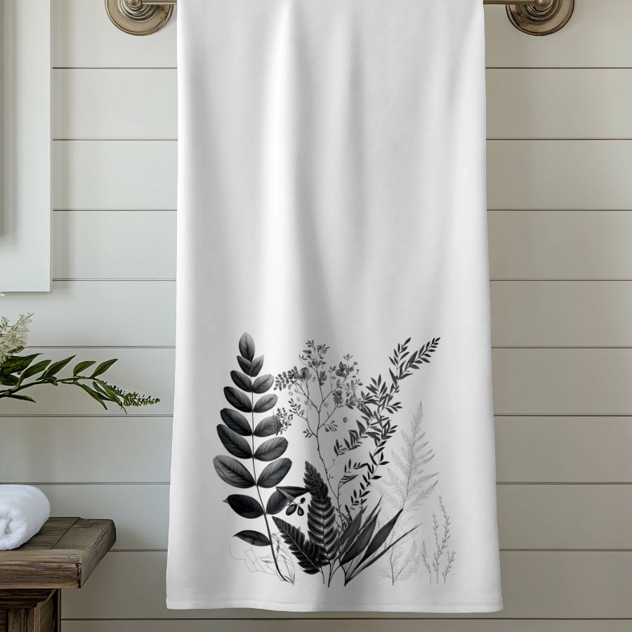 Fernville Creations - Wholesale Bath Towel - Elegant Black & White Floral Plush Bath Towel for Daily Use9