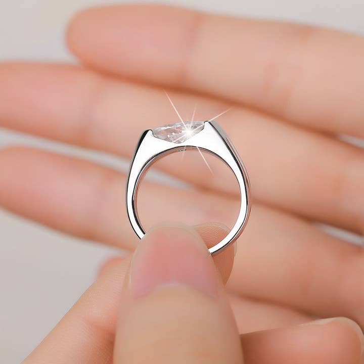 Perimade & Co. LLC - Vente Bagues de fiançailles - Bague de fiançailles en moissanite marquise en argent sterling 9254