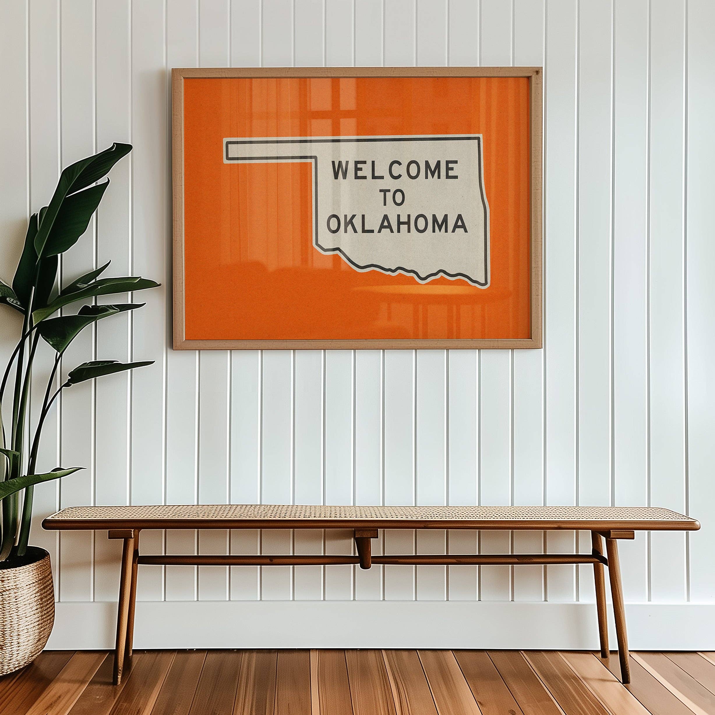 Tejas Country Club - Wholesale Art Print - Welcome To Oklahoma Vintage Orange Road Sign Art Print9