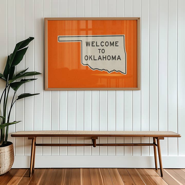 Tejas Country Club - Wholesale Art Print - Welcome To Oklahoma Vintage Orange Road Sign Art Print9