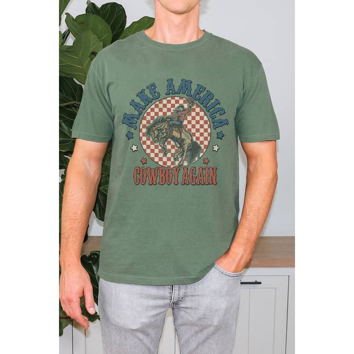 T-shirt à carreaux Make America Cowboy Again Premium pour la vente par Bella Me