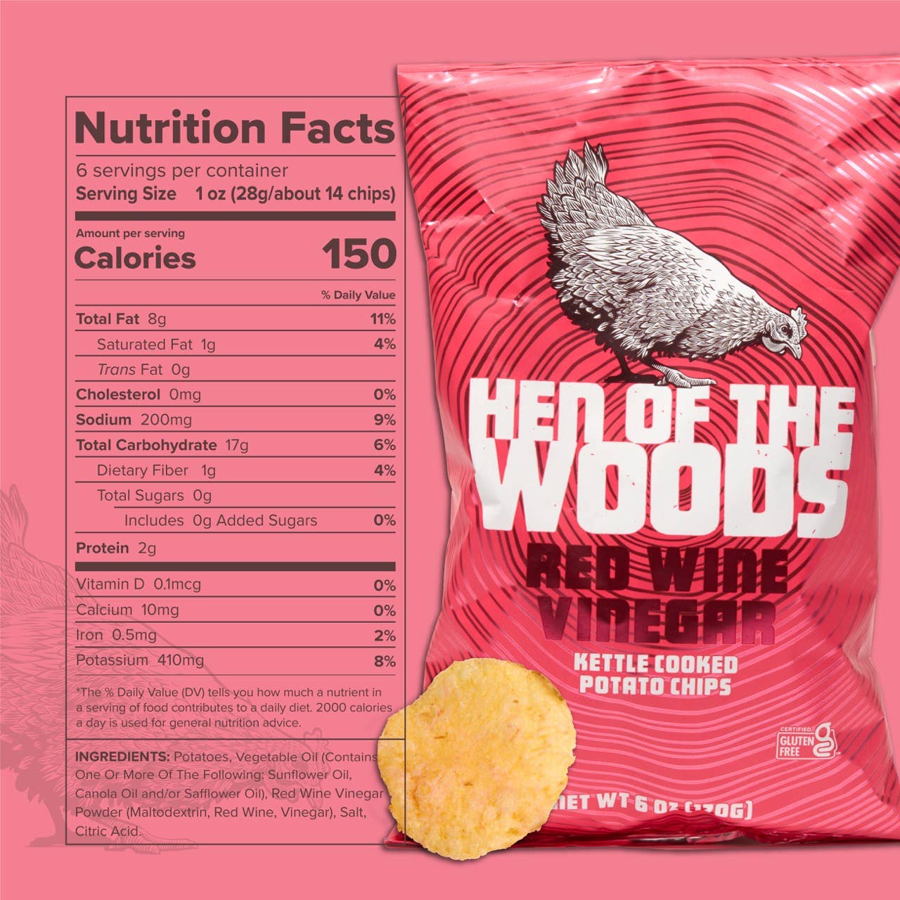 Hen of the Woods - Wholesale Chips - Red Wine Vinegar Kettle Cooked Potato Chips 6 OZ3