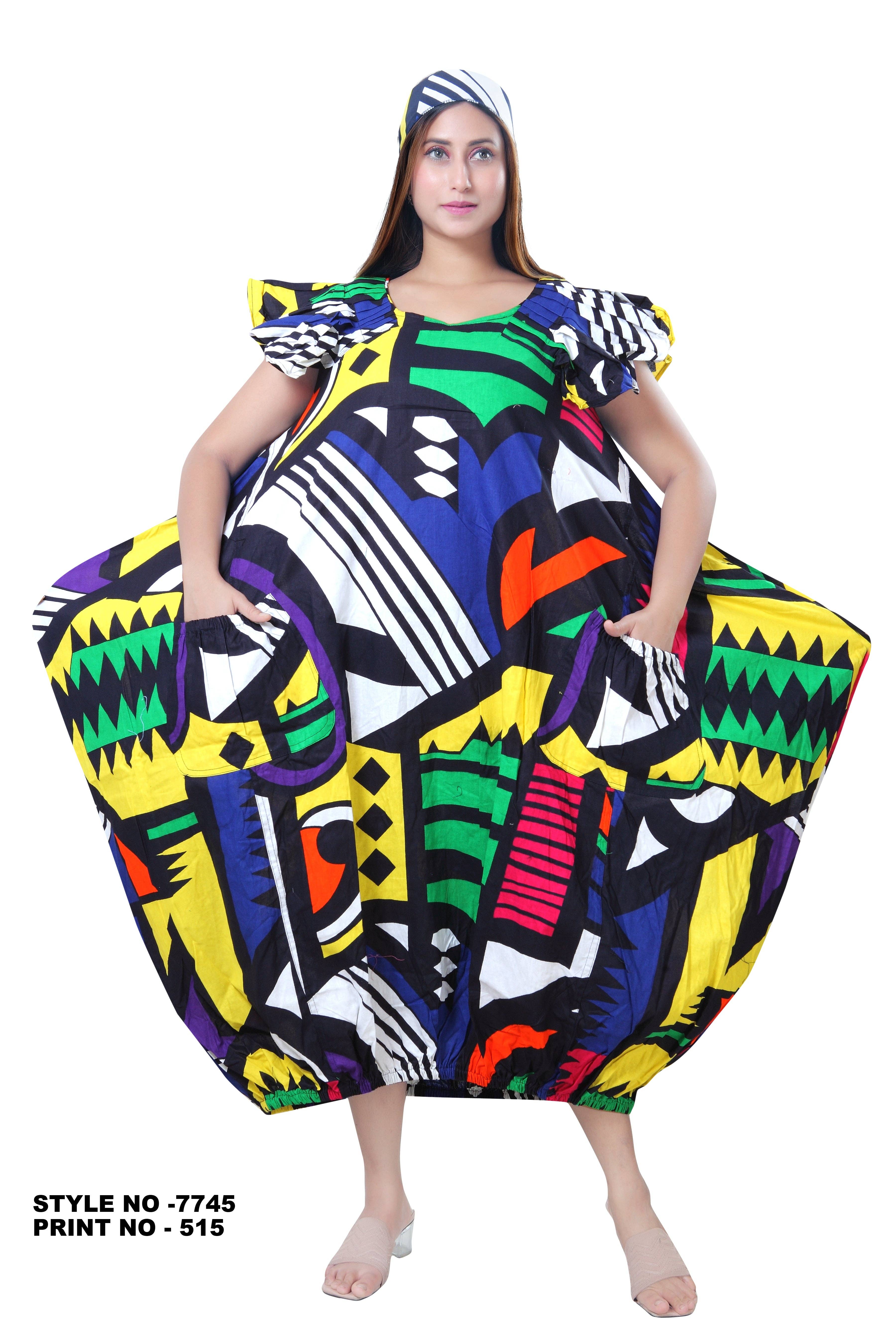 KaraChic - Wholesale Dress - Women's - Women's Ankara Dress with Pleated Sleeve - African Prints1