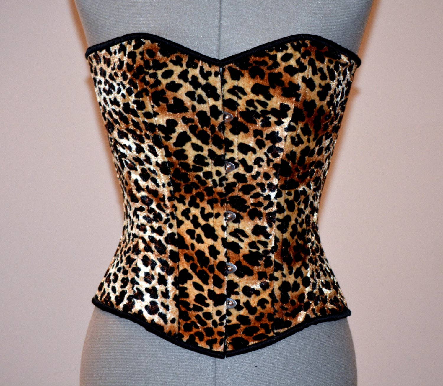 corsettery - Wholesale Corset - Women's - Classic overbust velvet leopard cheetah authentic steel-boned corset. Bespoke made to your measurements. Affordable cheap waist training2
