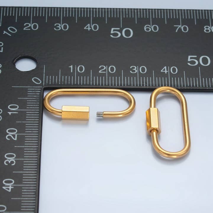 Aim Eternal - Wholesale Individual Charm/Pendant - Stainless Steel 30mm Edged Carabiner Minimalist Findings | Z9791