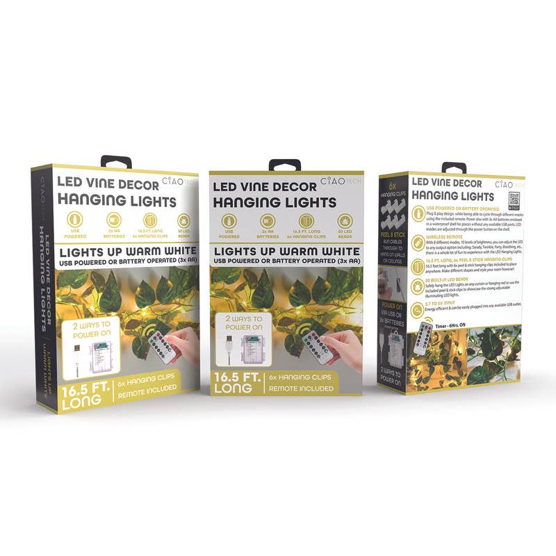 Lifeware Group LLC - Wholesale String Lights - CIAO Tech   16.5 FT Decorative Hanging Leaf Lights w/ Remote0