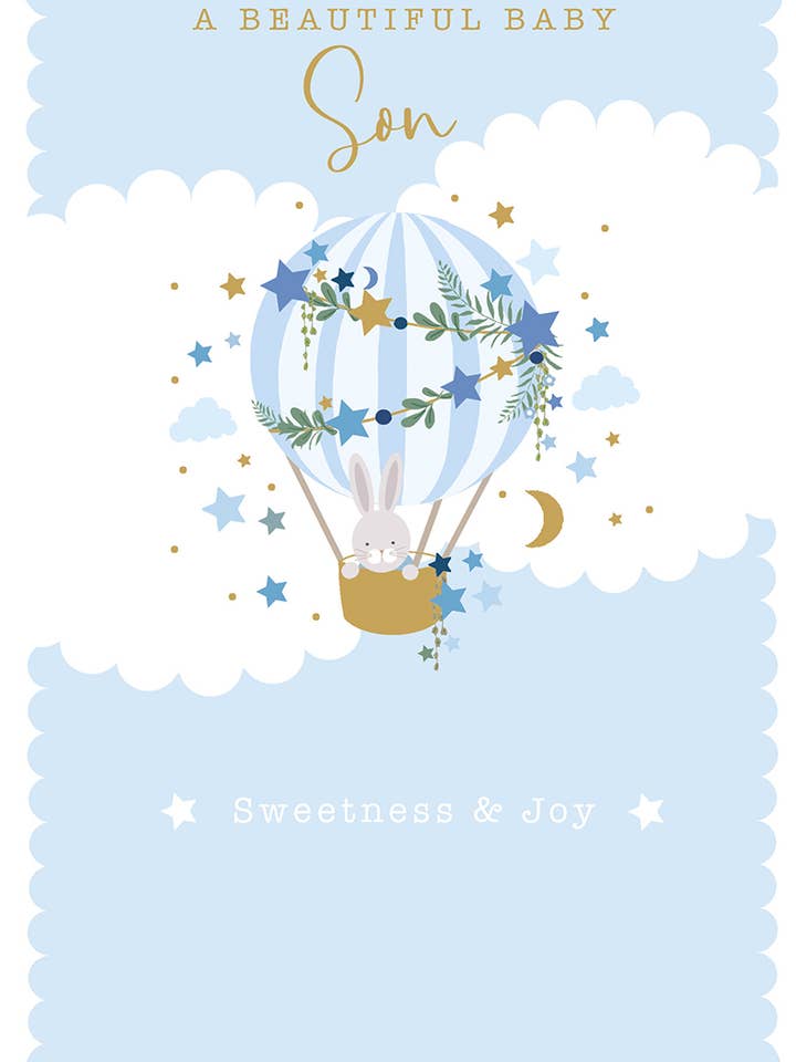 Biglietto per Nascita con Palloncino Blu per Bambino HS801 per la vendita all'ingrosso da parte di Nigel Quiney Publications Ltd