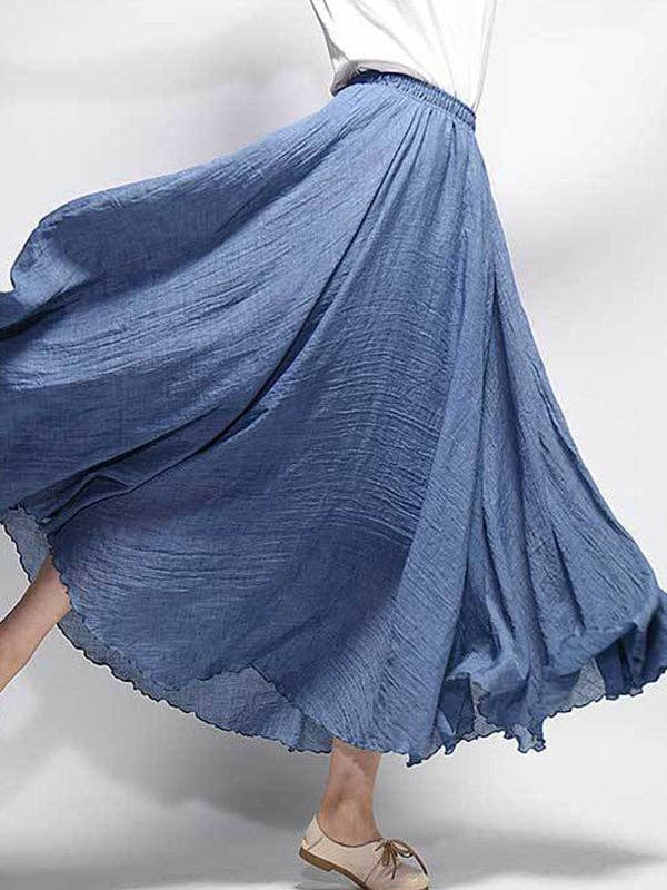 StyleGalX - Vente Jupe – femme - Jupes décontractées trapèze de couleur unie à taille élastique21