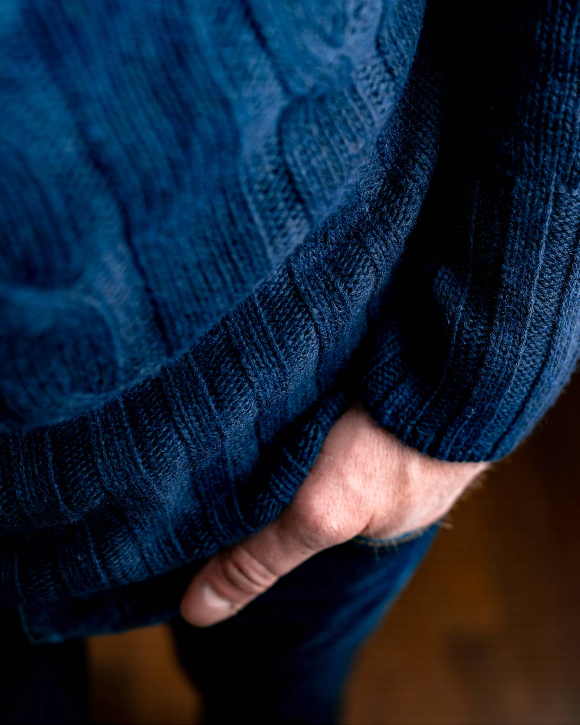 1971 - Wholesale Knit Sweater - Men's - Calvin Cable Knit Navy1