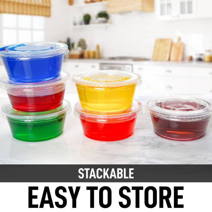 Zulay Kitchen - Wholesale Food Storage Container - Clear Jello Shot Cups with Lids - Plastic Portion Cup