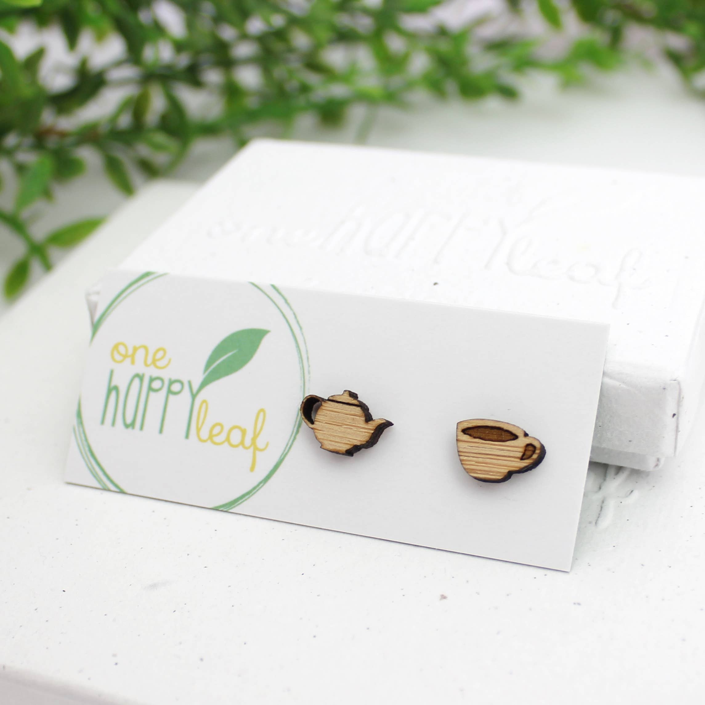 One Happy Leaf - Vente Clous d'oreille - Boucles d'oreilles théière et tasse à thé1