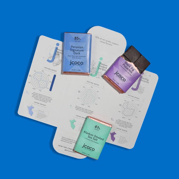 jcoco chocolate - Vente Barre chocolatée - Tasting Flight de chocolat noir - 3 oz1