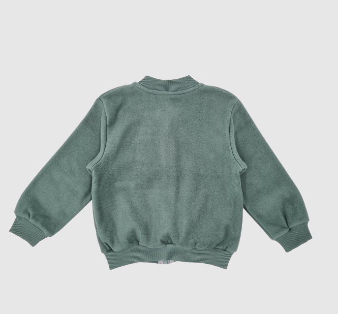 Kapbula Organics - Wholesale Bomber Jacket - Kids - Adventurer Organic Fleece Bomber Jacket Green1