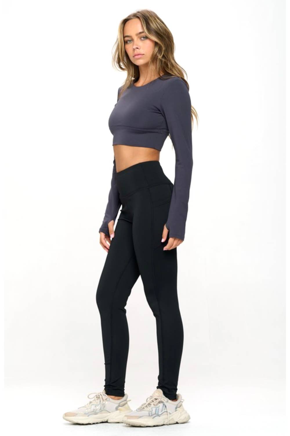 Color 5 - Wholesale Activewear Set - Women's - Long sleeve crop top with yoga legging activewear set2