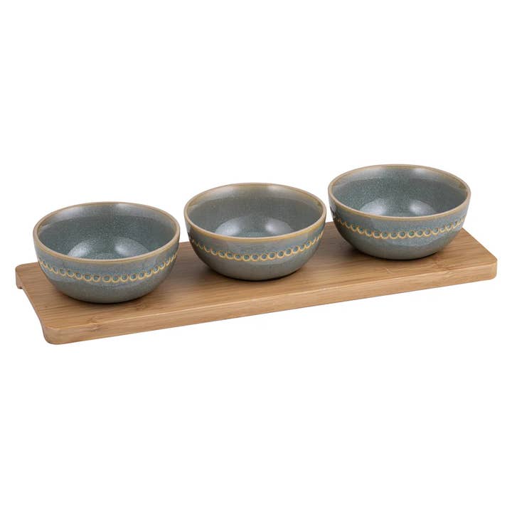Cameo Sage 4pc Bowl & Tray Set for wholesale by Ladelle Group