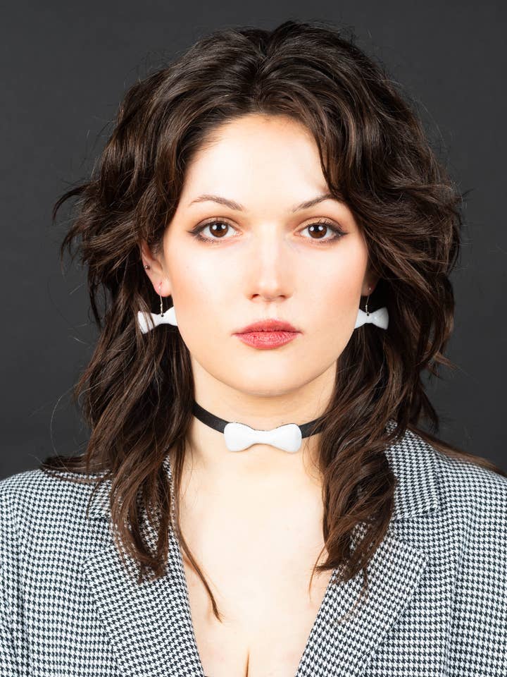 White Bow Earrings for wholesale by Freddie Collier Studio