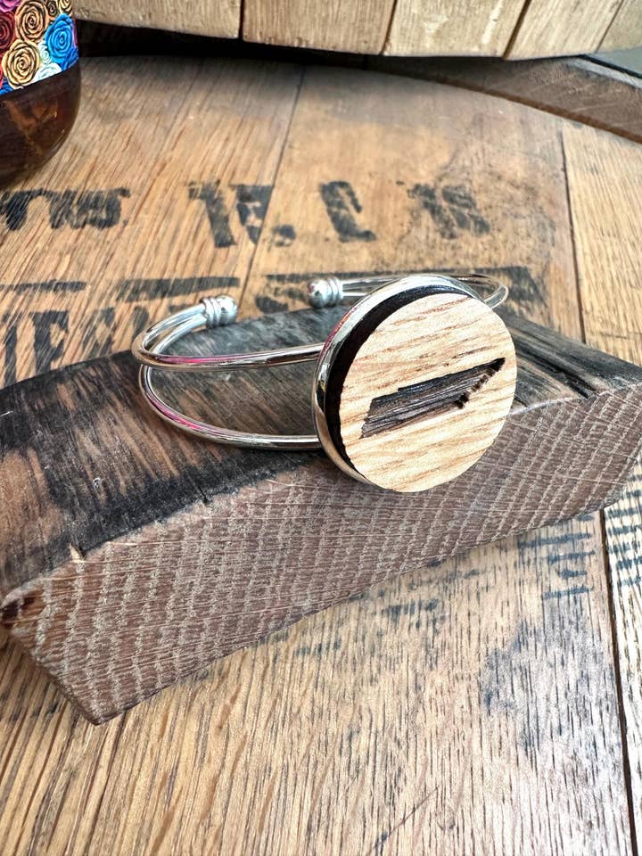 Tennessee Cuff Bracelet from Reclaimed Bourbon Barrels for wholesale by TWWKY