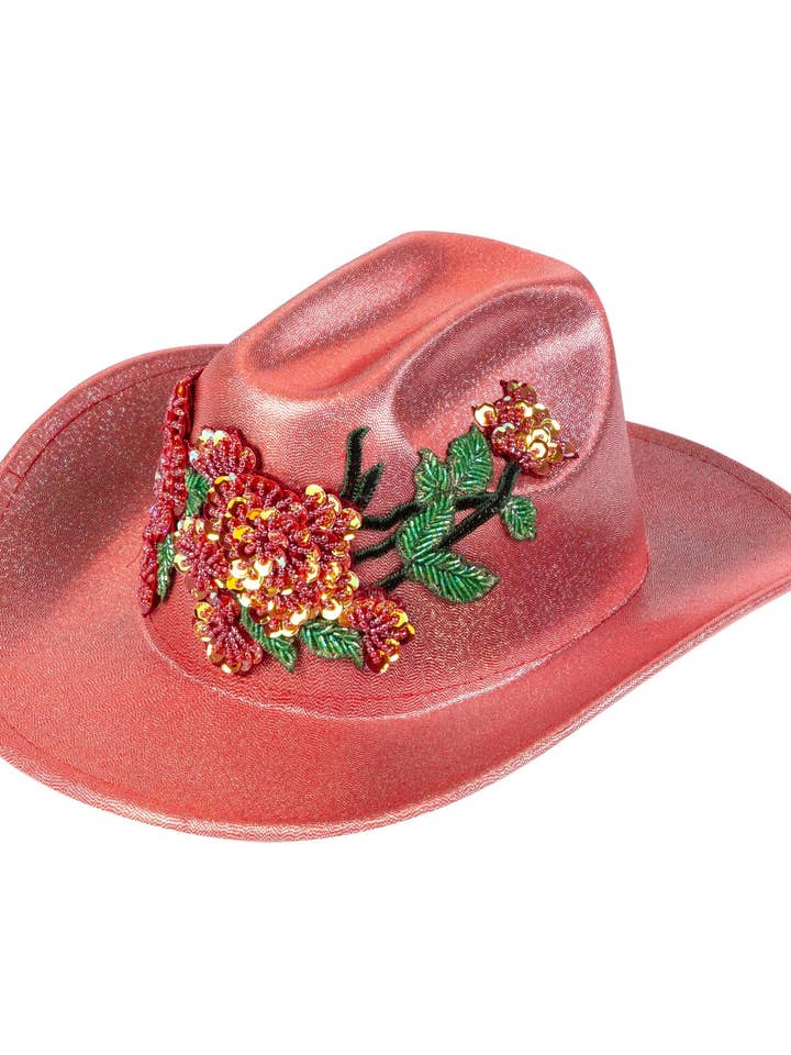 Floral Sequin PU Leather Fedoras Hat C0734 for wholesale by Ole